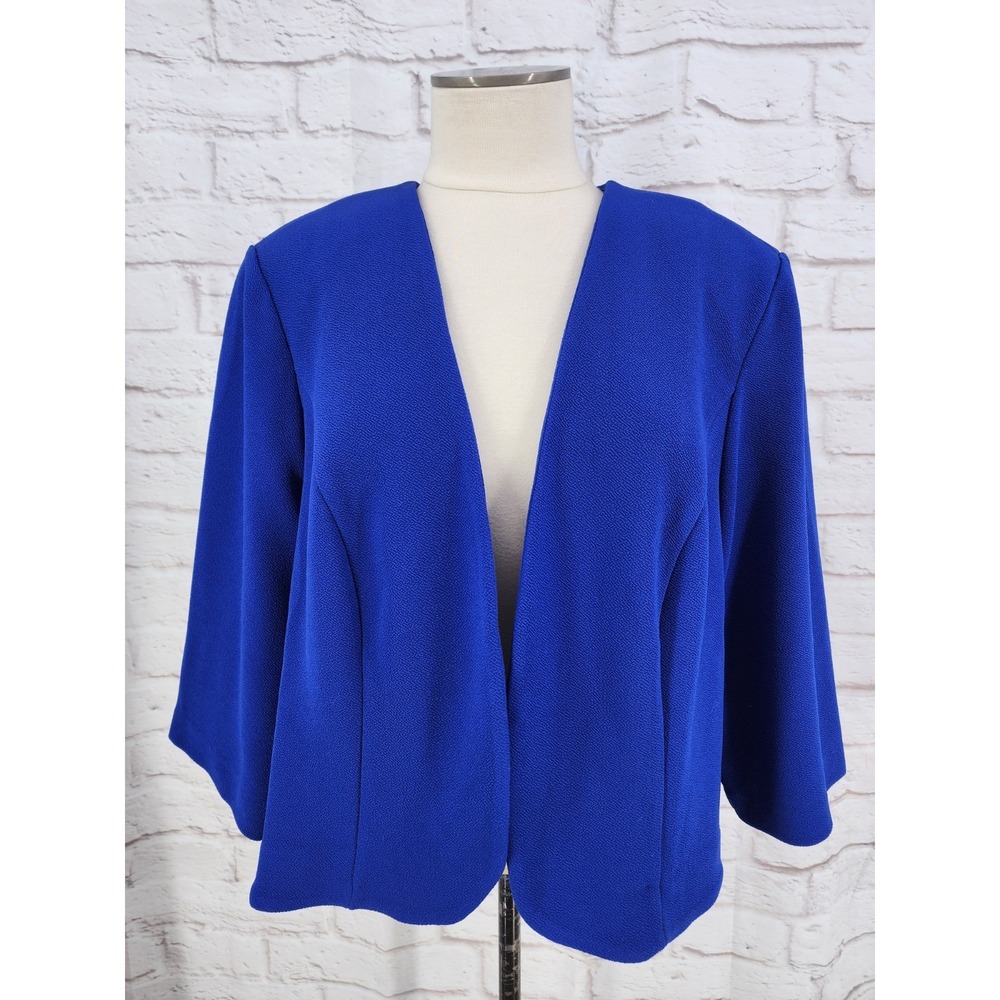 Maya Brooke Career Blazer Jacket Professional Blue Stretch Open Front Size 20W